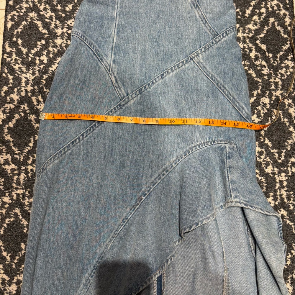 Strapless Light Blue Ruffle High-Low Dress - Picture 15 of 16